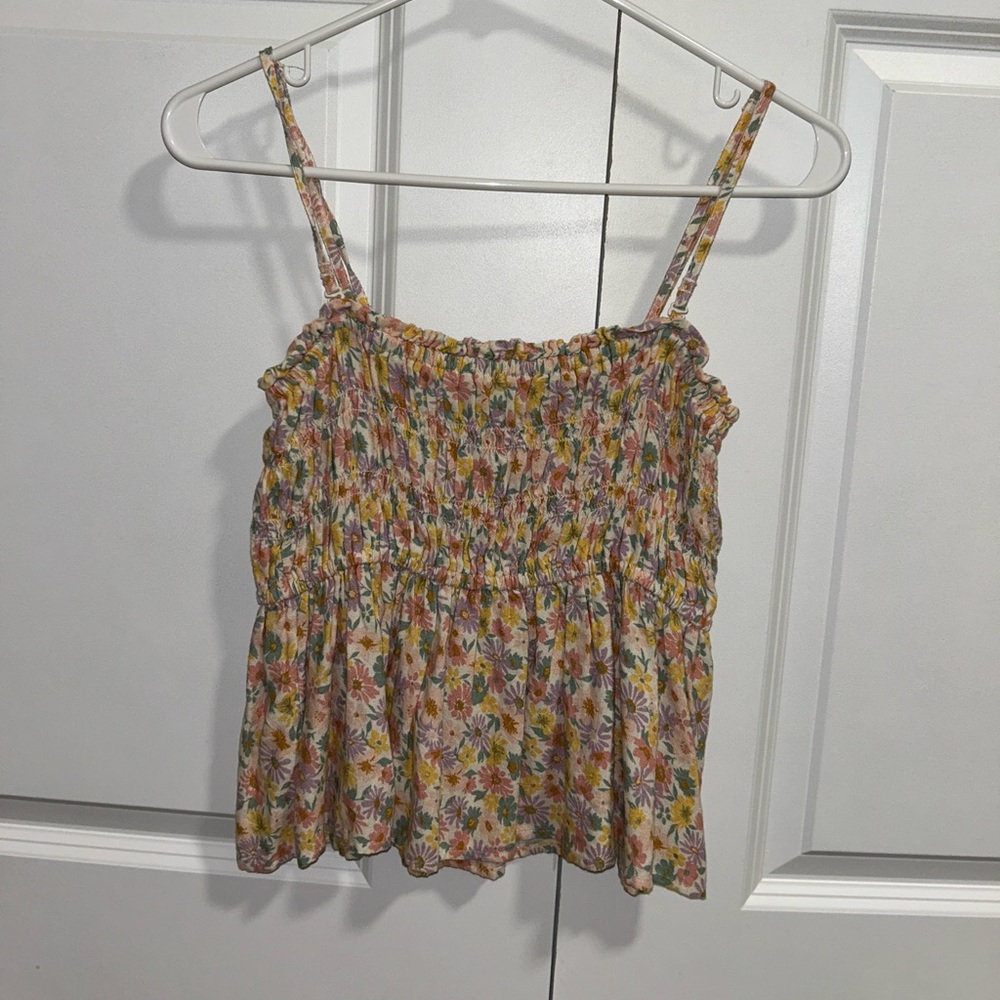 American Eagle Flowered Ribbed Blouse, Size S